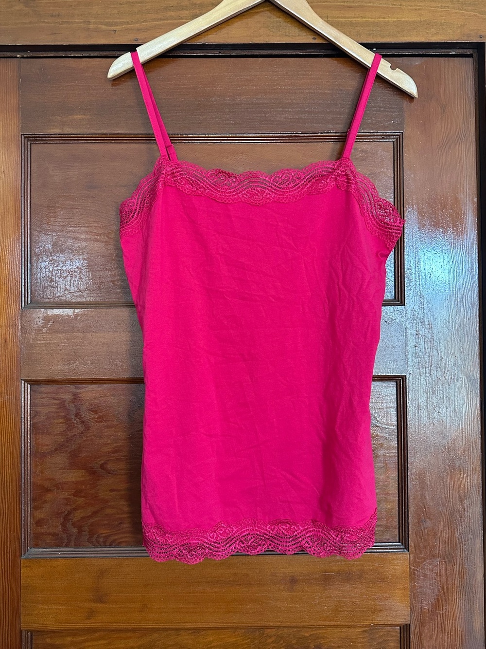 Y2K Ann Taylor Lace Trim Cami Tank Top Size Large Pink Casual